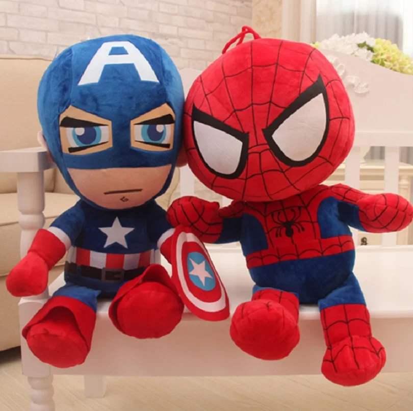 

25CM Anime Model super hero Spiderman Action Figure Plush Doll Soft toys Iron man Captain America Figurine Stuffed kids Toys