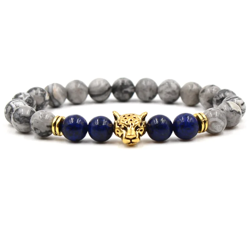 Браслет с головой животного каменные браслеты для женщин Pulseira Masculina мужские