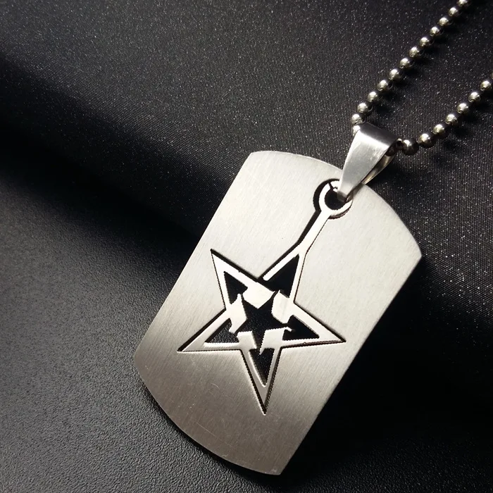 10PCS/Lot Wholesale Dog Tag Chain Necklace Star Titanium Pendant Jewerly Fashion Sweater Chain Necklace 50CM 70CM
