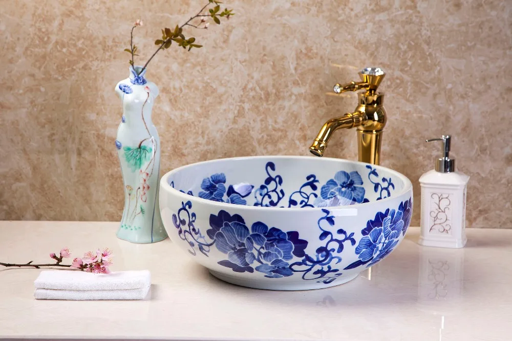 China Artistic Handmade Art wash basin Ceramic Counter Top Wash Basin Bathroom Sinks hand wash basin sink bathroom sinks (4)