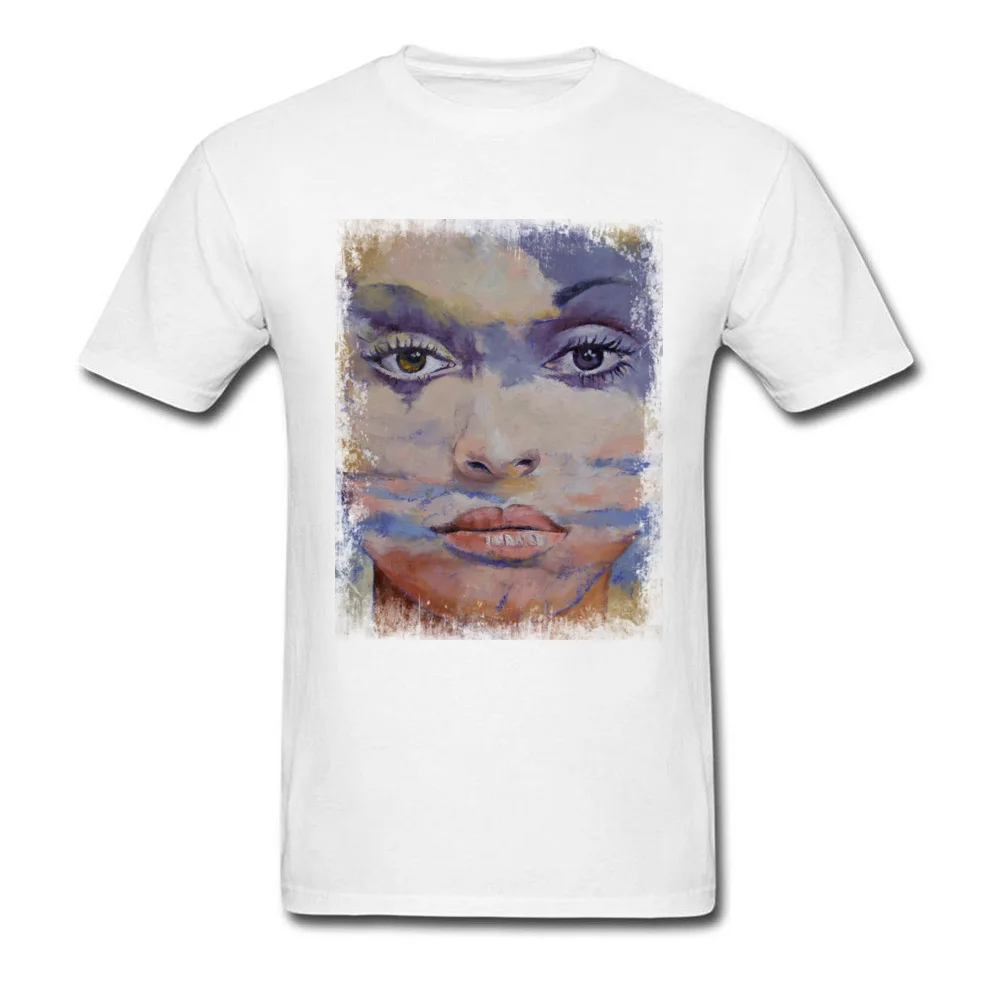 MONA LISA T-shirts for Men Leisure Summer T Shirt Short Sleeve Slim Fit Street Tee-Shirts Round Collar 100% Cotton Fabric MONA LISA white