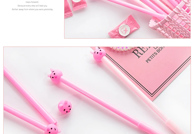 Розовый сюрприз свинья гелевая ручка подпись ручка Эсколар. школьные канцелярские товары поощрительный подарок