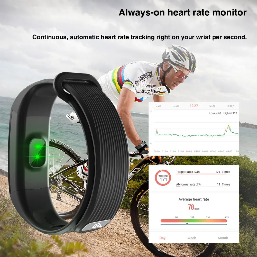 Makibes HR1 Bluetooth Smart Браслет Фитнес трекер Непрерывный монитор сердечного ритма 0 96