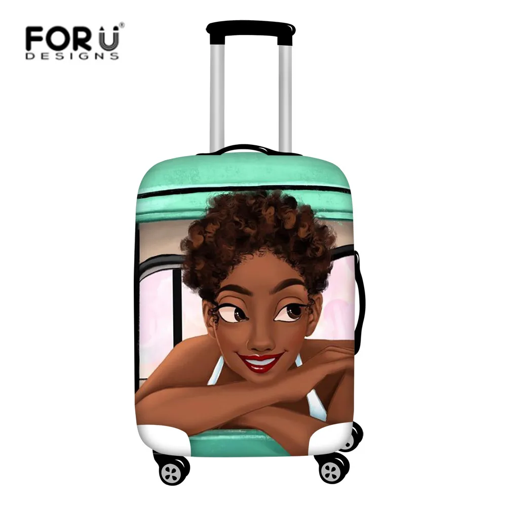 

FORUDESIGNS Fashion Africa Beauty Princess Suitcase Cover Elastic Thicker Luggage Protective Cover for Women Custom Luggage Tag