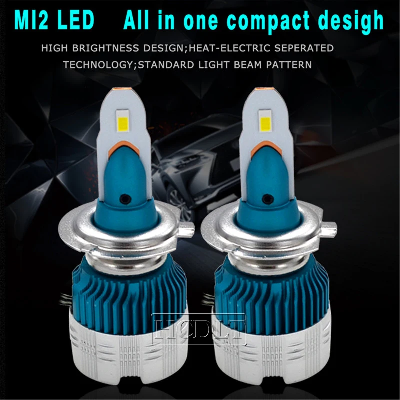 HCDLT Mi2 H4 H7 LED Car Headlight Bulb Kit 50W 6500K White Mini H1 H11 9005 HB4 Auto Car Accessories LED Headlamp Fog Light Bulb (3)
