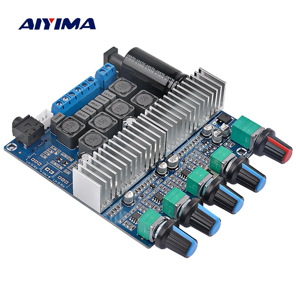 Ceny AIYIMA zmontowany cyfrowy wzmacniacz mocy HIFI TPA3116D2 2.1 listwa zasilająca 12 24V subwoofer płyta basowa