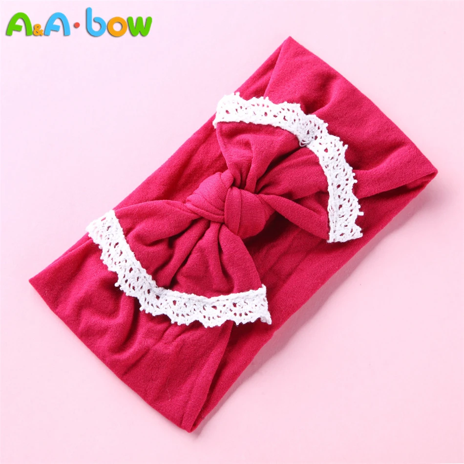 1pcs Lace Trim Cute Baby Girl Headband Wide Edging Bow Headband for Baby Girls Elastic Nylon Headwrap Bowknot Hair Accessories best baby accessories of year