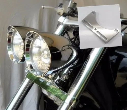 Хромированный Нижний Кронштейн двойной фары для Harley Honda Kawasaki Suzuki FL XL Cruiser Cafe Racer