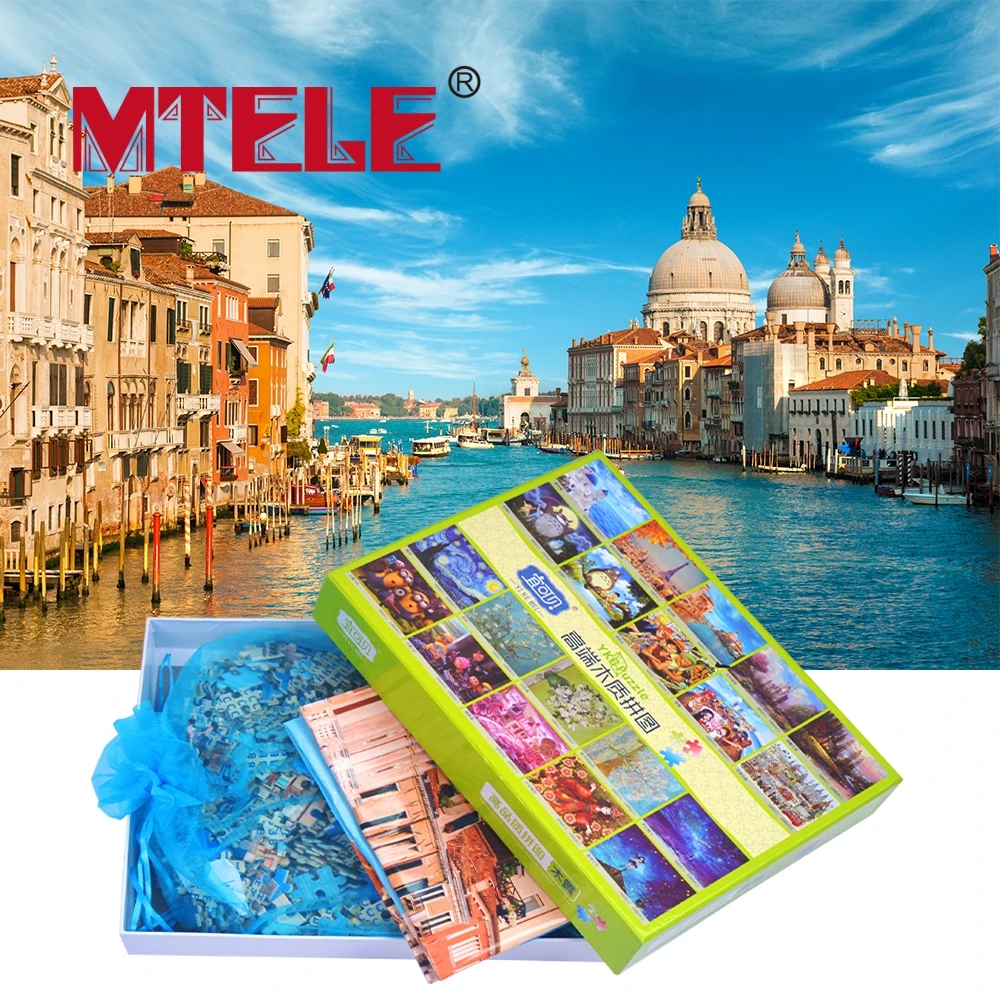 

MTELE Brand 1000 PCS Wooden Puzzle Jigsaw Puzzle 24 PCS Venice Scenery Kids DIY Fun For Kids Toy High Quality