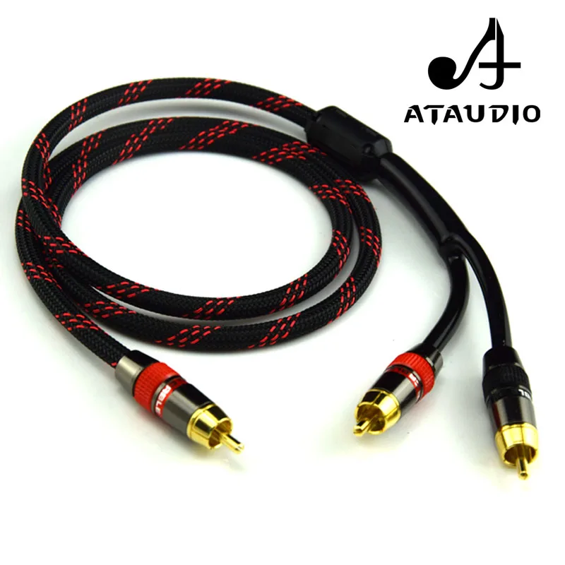 Premium ATAUDIO HIFI Pure Copper Subwoofer Y Splitter Cable - Single to Dual RCA Audio Connection