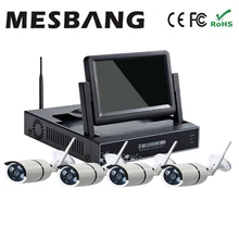 Лидер продаж дешевые построить в 1 ТБ HDD жесткий диск беспроводного видеонаблюдения IP система безопасности с 7 дюймов монитор 4ch NVR комплект DHL FEDEX Быстрая