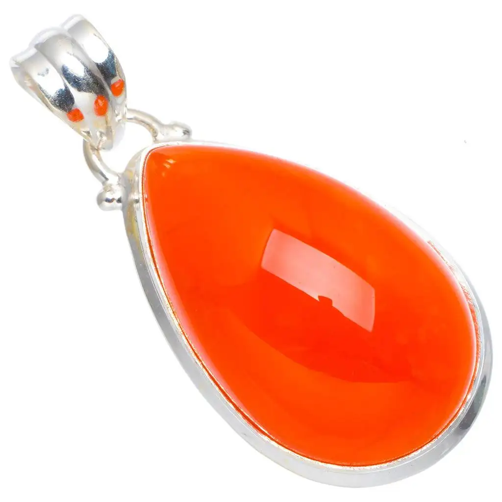 

Natural Carnelian Handmade Unique 925 Sterling Silver Pendant 1.5" A0143