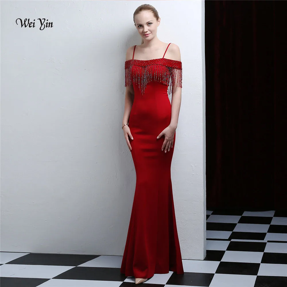Weiyin Robe De Soiree красное платье для выпускного вечера настоящая фотография милое Хрустальная Русалочка платье для выпускного вечера es Long vestido de festa WY1016