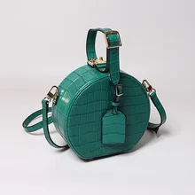Крокодиловый узор Круглый чемодан коробка из воловьей кожи сумка спилок кожа одно плечо косая женская сумка Лето