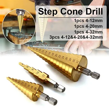 

Hexagonal Handle Step Drill HSS Steel Step Cone Drill 4-32,4-20,4-12