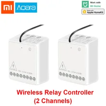 Xiaomi Aqara a Due Vie Modulo di Controllo Relè Senza Fili Interruttore di Controllo Del Timer Intelligente 2 Canali di Lavoro per Norma Mijia App E homekit(China)