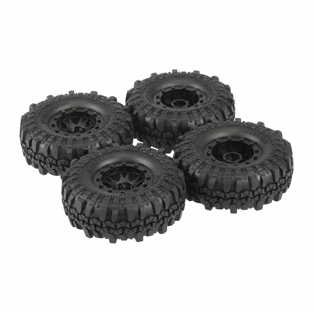 

4pcs 4020-2 110mm 1.9in Rim Rubber Tyre Wheel Set for AXAIL SCX10 90046 RC4WD D90 1/10 RC Rock Crawler Car
