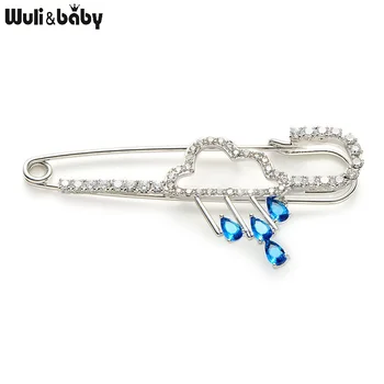 

Cute Crystal Blue Rain Brooches Women's Rhinestone Cloudy Brooch Pins New Year Christmas Scarf Pins Gifts