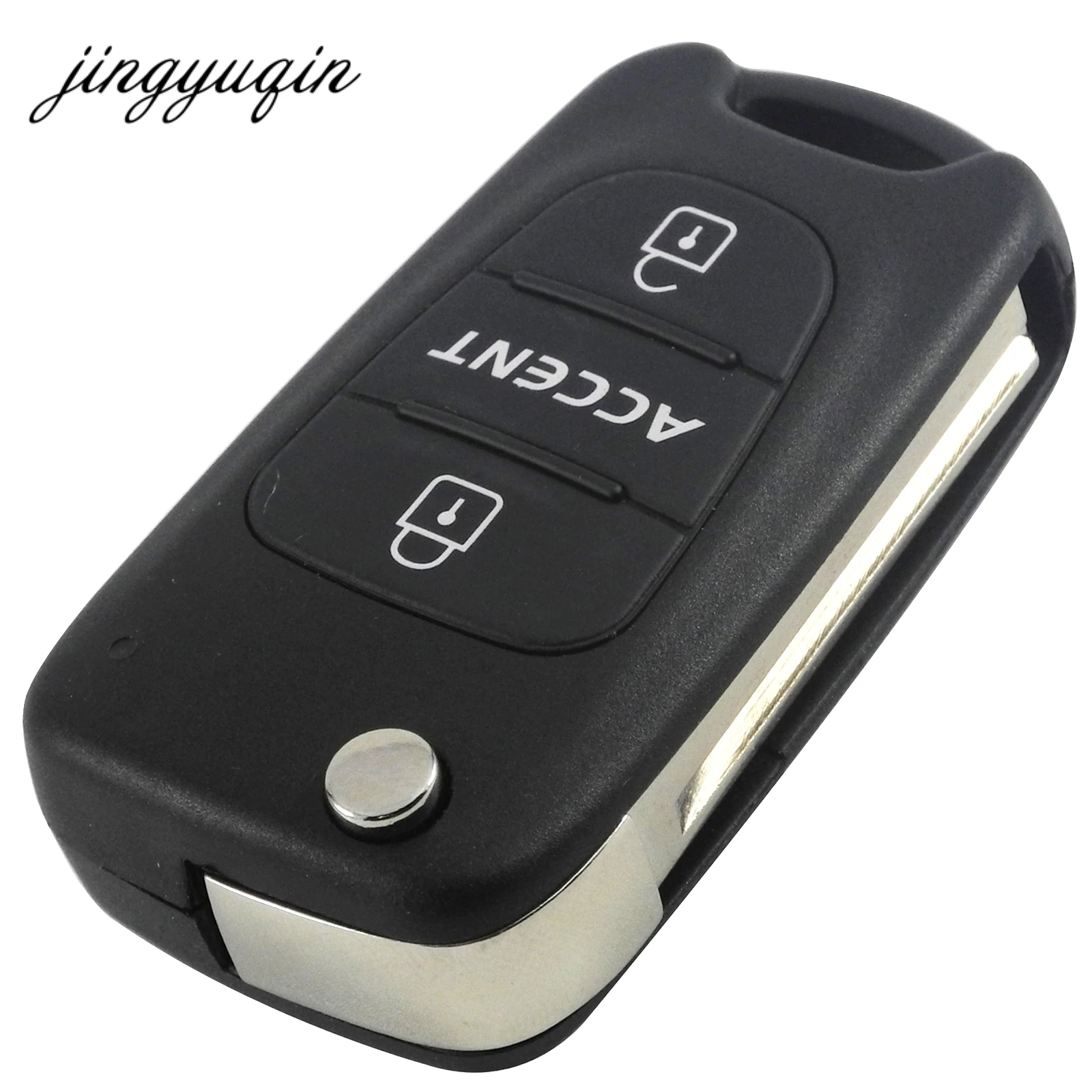 

jinyuqin Flip Folding Remote Key Shell Case Fit for Hyundai Accent 3 Buttons Keyless Entry Fob Cover Car Alarm Housing