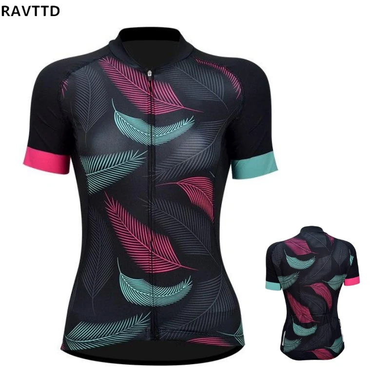 feather Women Short Sleeve Cycling Jersey Breathable Bike Clothing Maillot Ropa Ciclismo Team Cycle Bicycle Wear mtb Bike Jersey