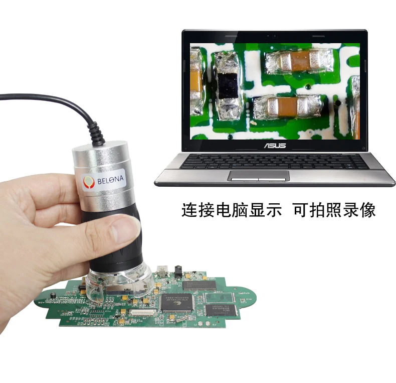 

2.1 Million Pixels 40X-200X Illuminated Pocket Digital Microscope USB Electronic Magnifier with Scale Measurement & 8 LED Lamps