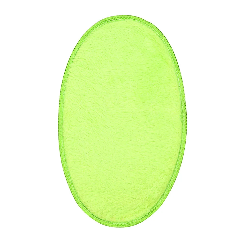 Овальный плюшевый коврик, однотонный Пушистый Ковер, ванная комната, пол, гостиная, теплый дверной коврик, мягкий коврик, 13 цветов# Z - Цвет: Green