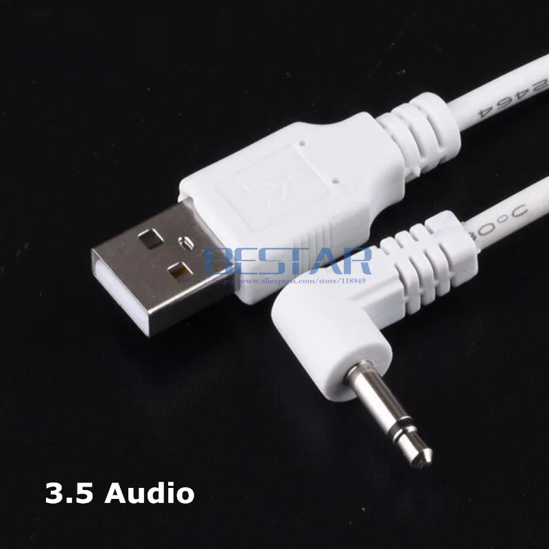 1 м USB к разъему DC3.5 мм Прямоугольный локоть Aux аудио кабель USB3.5 2A зарядка мощности 3