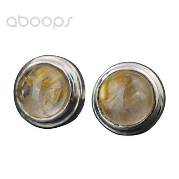 

8mm New 925 Sterling Silver Round Rutilated Quartz Stud Earrings for Women Girls Free Shipping