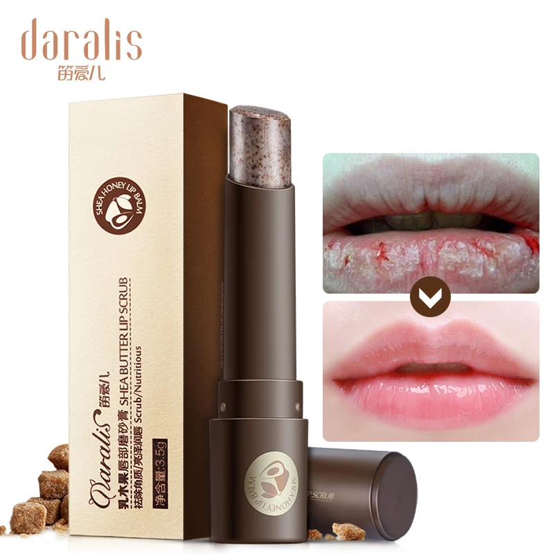 

Hot Sale Shea Butter Lip Scrub Makeup Nourishing Moisturizing Lipbalm Anti Aging Exfoliating Full Lip Balm Remove Dead Skin 3.5g