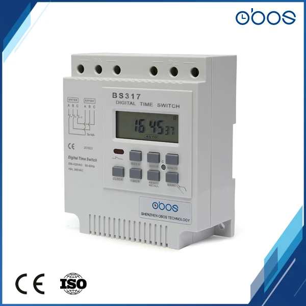 Трехфазный программируемый таймер марки OBOS 415VAC 25A din с 16 кратным