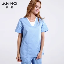 ANNO синий медицинский скрабы с коротким рукавом Больничная одежда для женщин и мужчин униформа медсестры хирургический костюм логотип на заказ