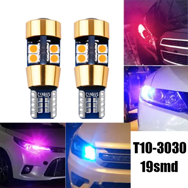 10Pcs canbus 19 SMD Car T10 LED W5W 194 168 3030 Wedge Replacement Reverse  red White ice Blue Bulbs For Clearance light bulbs