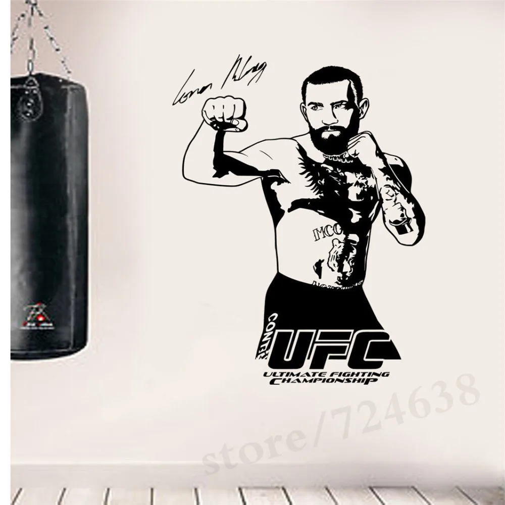 Conorマクレガーufcジムビニールウォールアートステッカーボクサースポーツ壁デカールスタジオホームインテリア男の子ルーム壁紙壁画 Wall Art Stickers Sports Wall Decalsboys Room Aliexpress