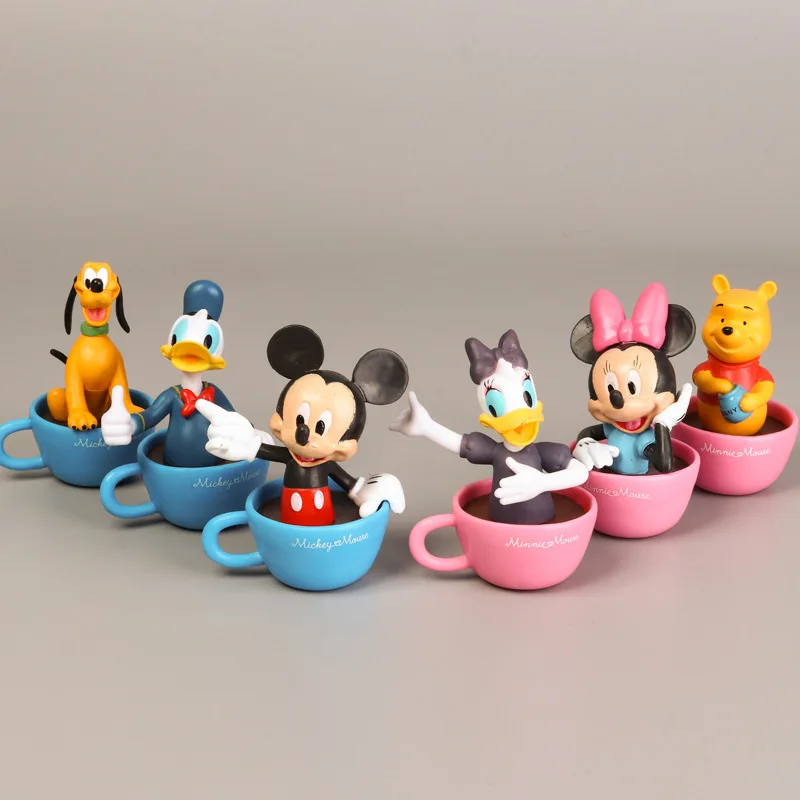 6pcs/set Mickey Mouse Cartoon Dolls for Cake Decorating Minnie Donald Duck Birthday Party Supplies Kids Gift For Children