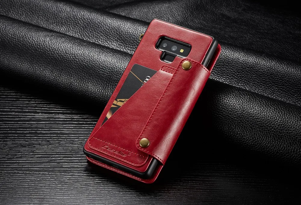 Haissky Ретро молнии Флип кожаный чехол для samsung Galaxy Note 9 магнитных съемный кошелек с 5 слотов для карт Стенд coque