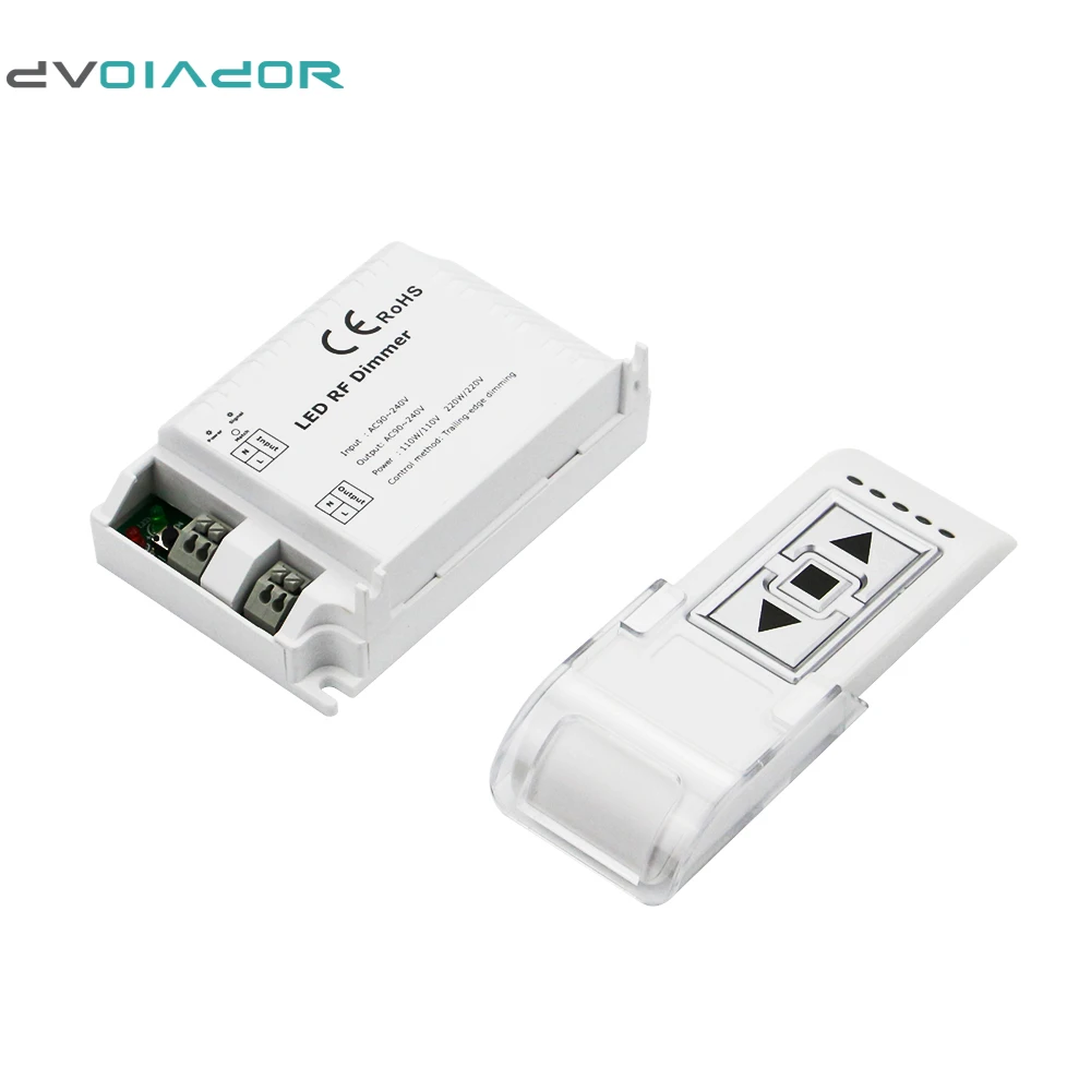 

DM014 High Voltage AC90-240V 1 Channel Trailing Edge Dimming 110V/110W 220V/220W ON/OFF 3 Key Remote LED RF Dimmer Control