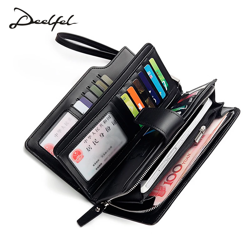 Large Capacity Women Clutch Wallet Genuine Leather Wallet Female Long Wallet Women Zipper Coin ...