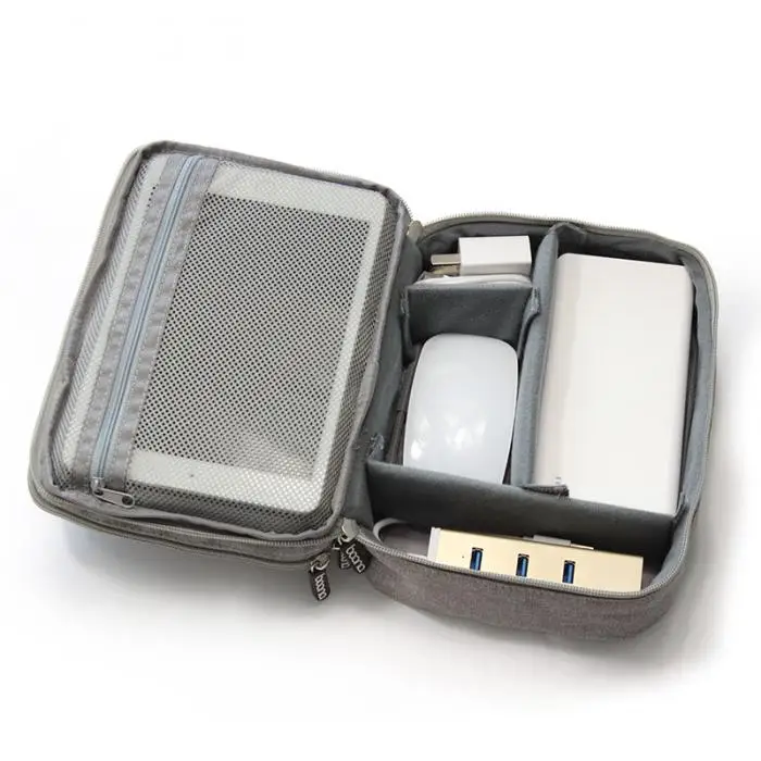 Электронные аксессуары данных Кабельный организатор сумка двухслойные путешествия USB зарядное устройство чехол для хранения WML99