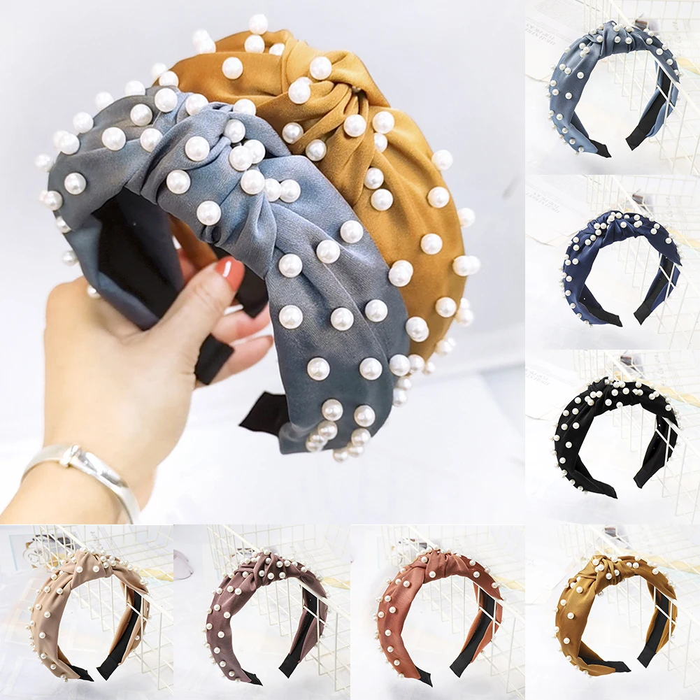 

Korean Pearl Head bands for Women Bezel Simple Knoted Hair Loop headband Women Hairband Fashion Headwear Girls Hair Accessories