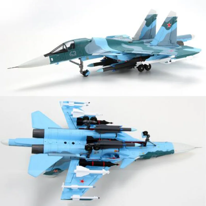 Коллекционная 1/72 сухой Su-34 с трёхмерными чертёжами Утконос бомбер статического su34 сплава литья под давлением игрушка Air Force с трёхмерными чертёжами детские подарки