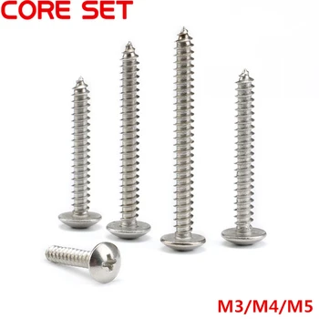 

50pcs M3 M4 M5 304 Stainless Steel Large Flat Head Truss Self-tapping Screw Cross Round Head Phillips Truss Mushroom Screws