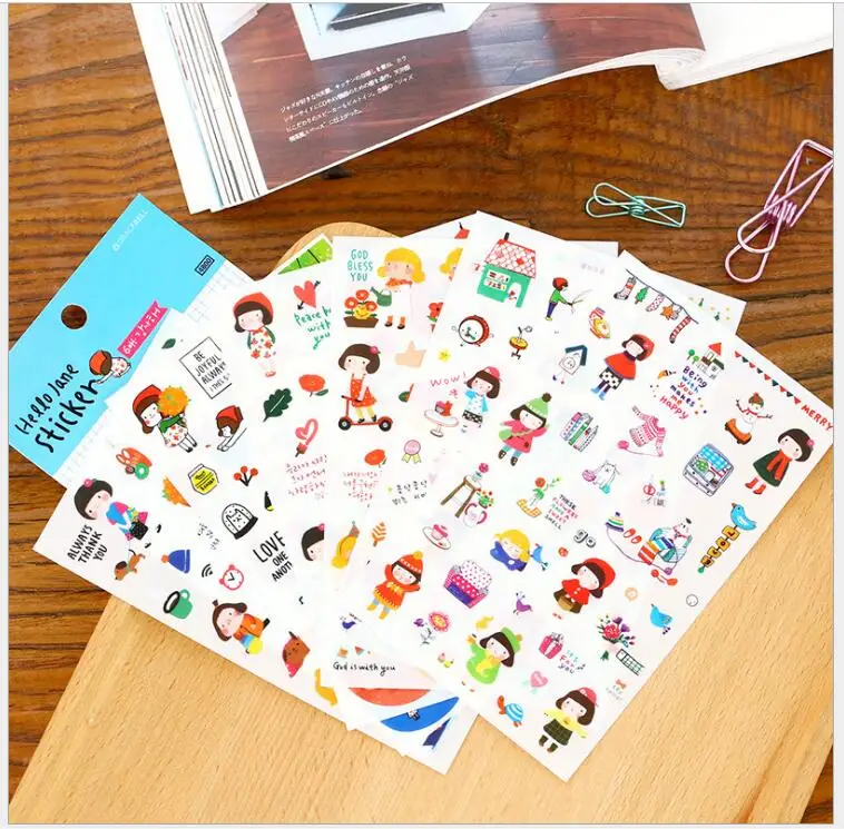 6sheets/pack Korea naughty girl Stickers /scrapbook diary deco stickers