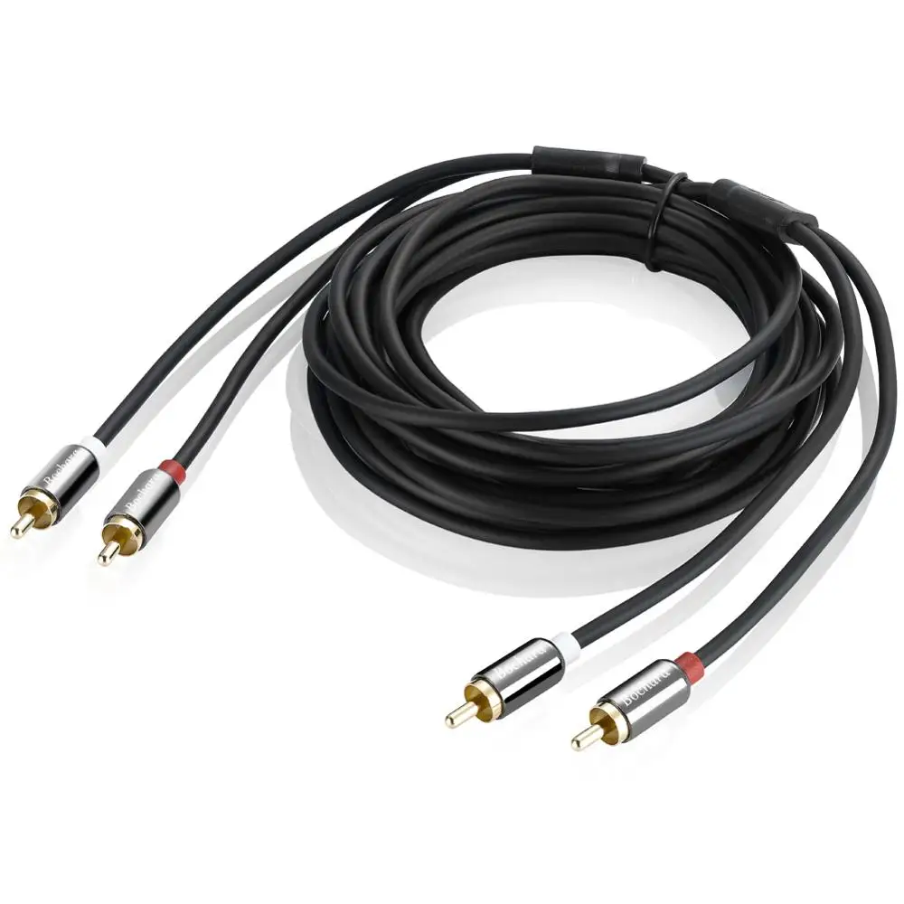Аудио кабель Bochara 2RCA к OFC фольгированный и Плетеный экранированный 1 8 м 3 5 10 15 20 для