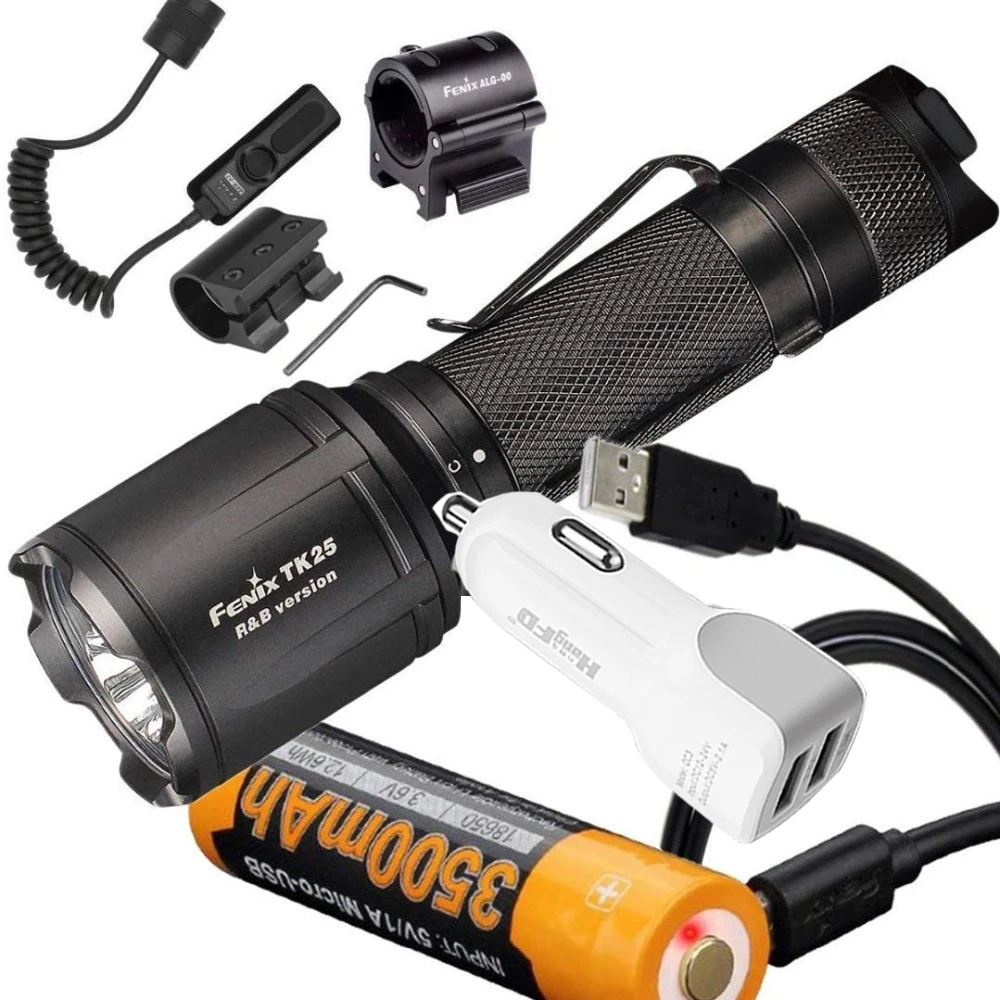 

Fenix TK25 R&B 1000 Lumen Multi-Color White Red & Blue LED Tactical Flashlight with Battery,ALG 00 Mount, AER-03,Switch,ALG-01,