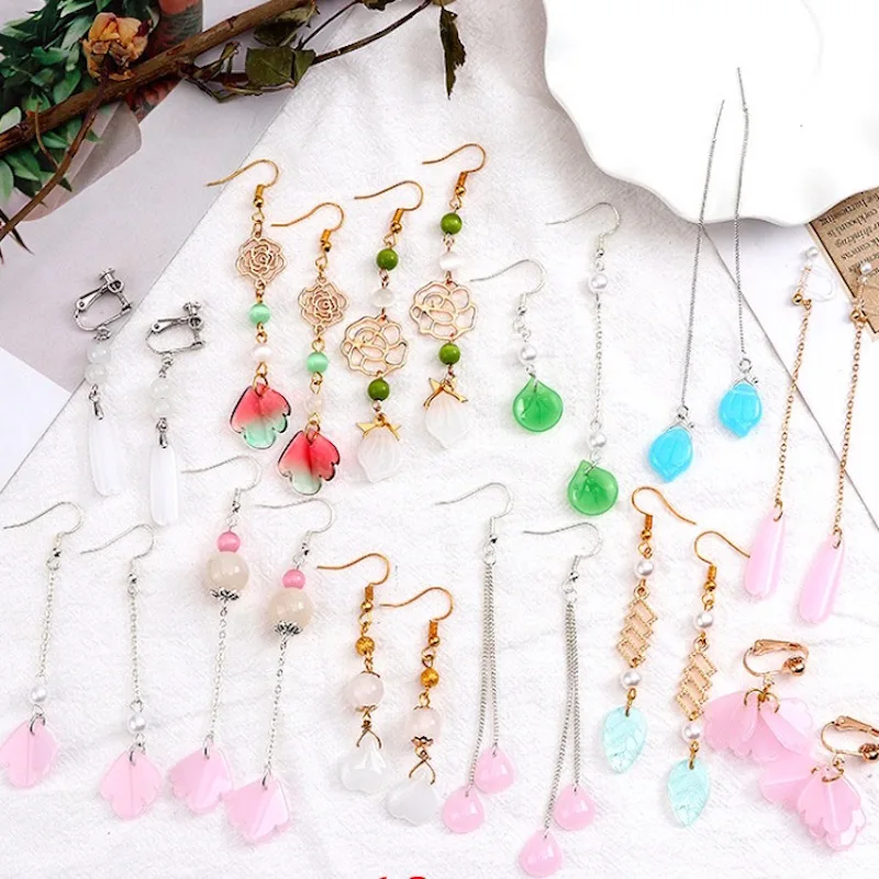 

12 Pairs DIY Drop Earring Making Findings Jewelry flash pink candy Chain Earring Handmade Material Component Gifts 4 colors