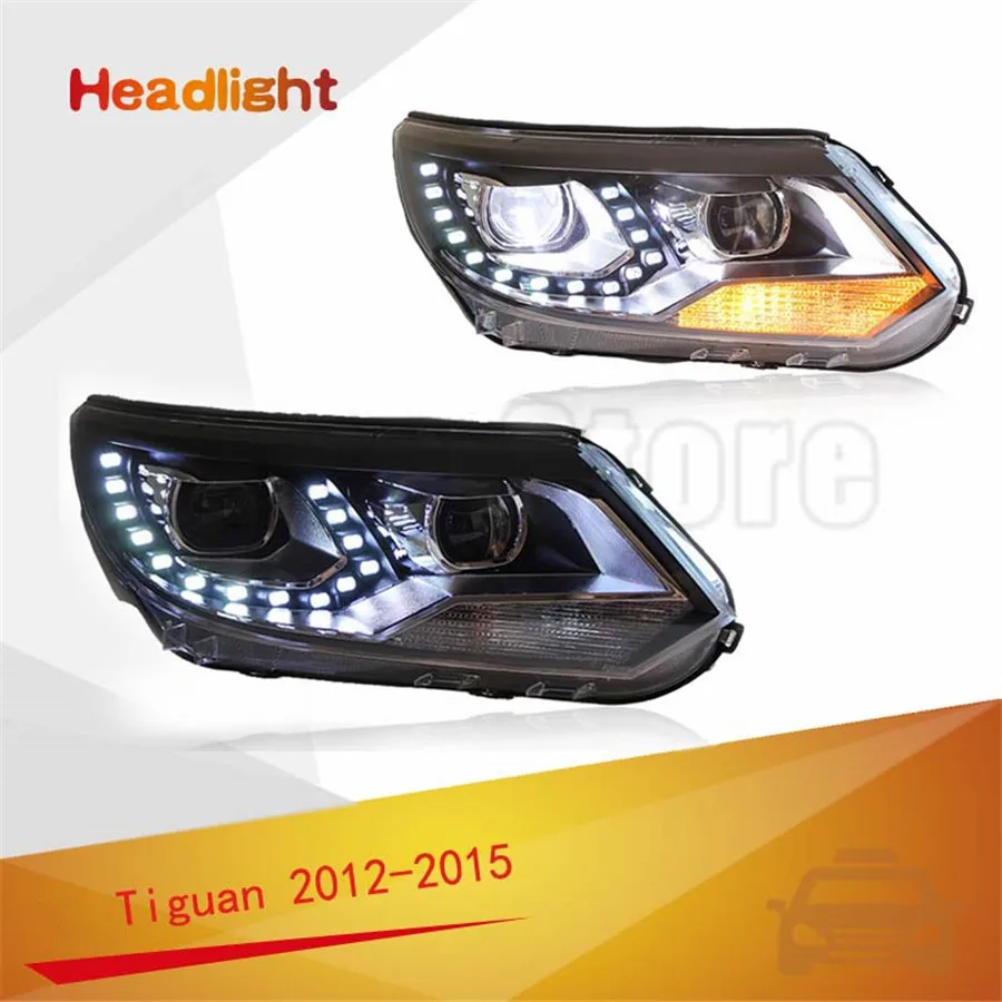

GOLKAR High Quality New Headlight LED DRL Bi Xenon Lens Headlight High Low Beam Parking for VW Tiguan 2012 2013 2014 2015 2016