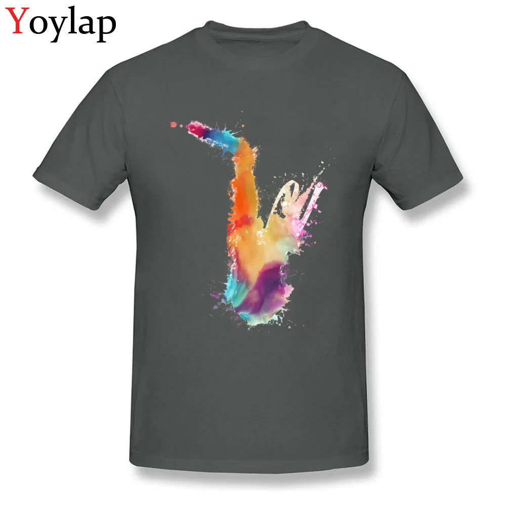 Casual T-shirts Fashion O-Neck Saxophone musical instrument art Cotton Fabric Men's Tops T Shirt Summer Short Sleeve Tee-Shirts carbon