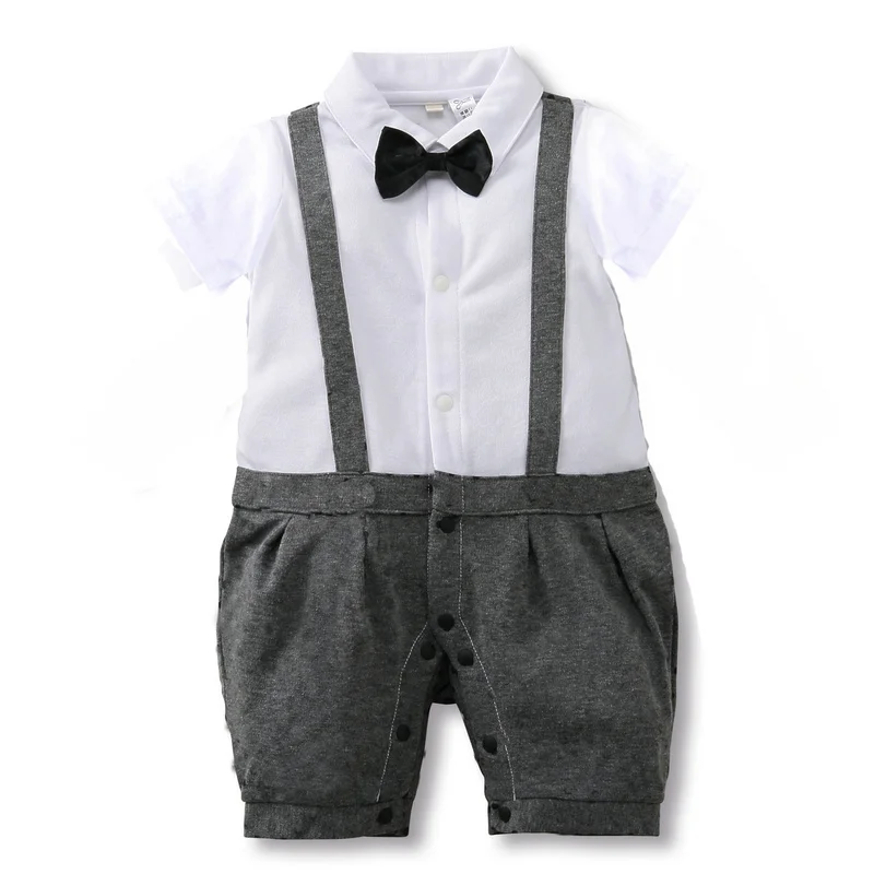 Одежда для детей; Новая летняя одежда в британском стиле для маленьких мальчиков; повседневный комбинезон джентльмена на бретелях с бантом; комбинезон для новорожденных
