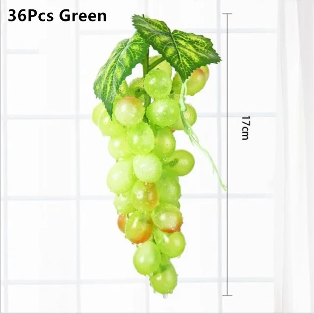 36pcs green Raisins Искусственное яблоко, искусственные фрукты, украшение для дома, оранжевый орнамент, ремесло, еда, реквизит для фотосъемки дома - Цвет: 36pcs green Raisins