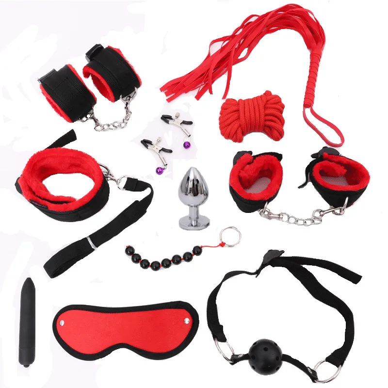 Sex Toys for Couples Nylon BDSM Sex Bondage Set Sexy Lingerie Handcuffs Whip Rope Anal Vibrator Exotic Accessories Sex Products